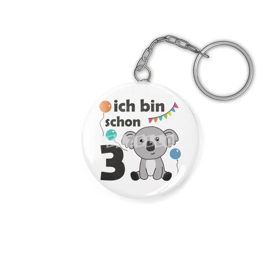 3rd Birthday Koala Three Years Old Cute Animals Anahtarlık