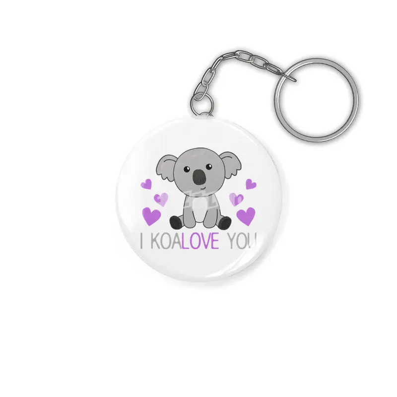 I Koalove You Cute Koala With Hearts Cute Animals Anahtarlık