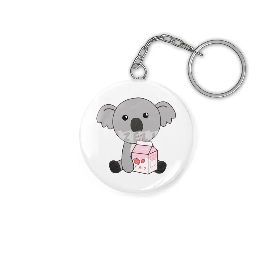Kawaii Koala Retro Japanese Strawberry Milkshake Anahtarlık