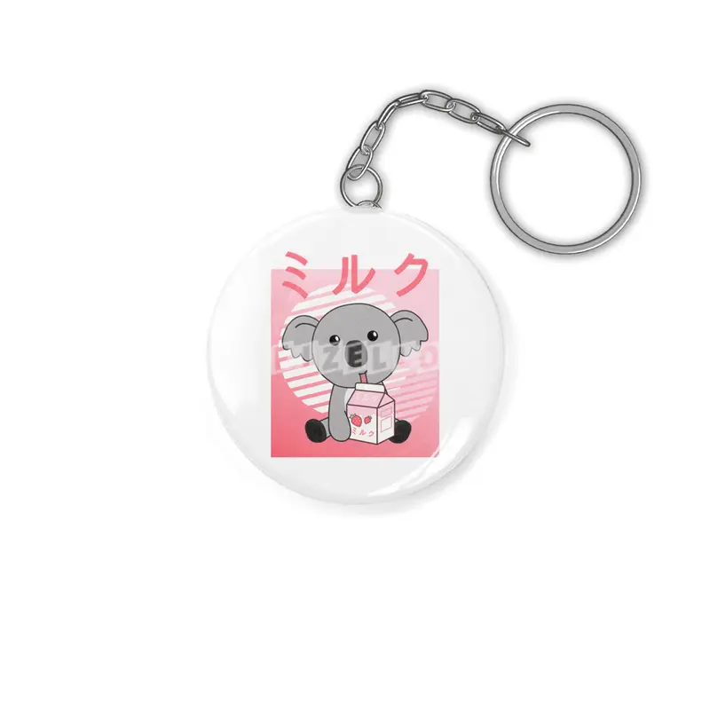 Kawaii Koala Retro Japanese Strawberry Milkshake Anahtarlık