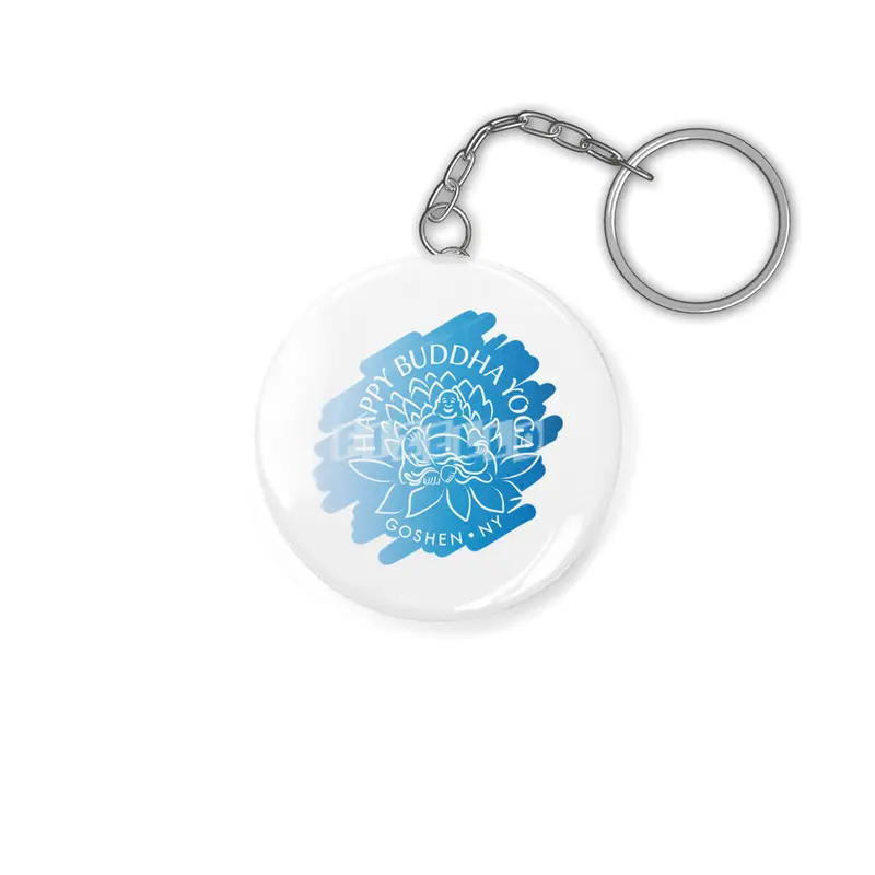 Happy Buddha Yoga Blue Swash Logo Anahtarlık