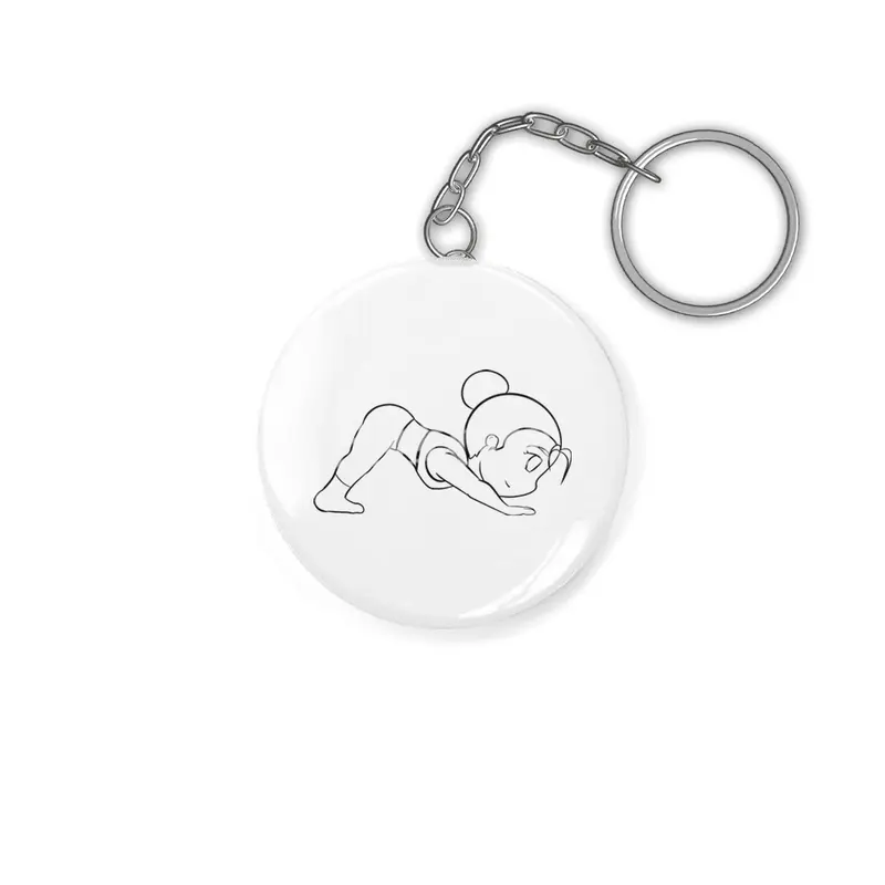 Chibi Yoga Asana - Downward Facing Dog (outline) Anahtarlık