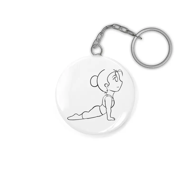 Chibi Yoga Asana - Upward Facing Dog (outline) Anahtarlık