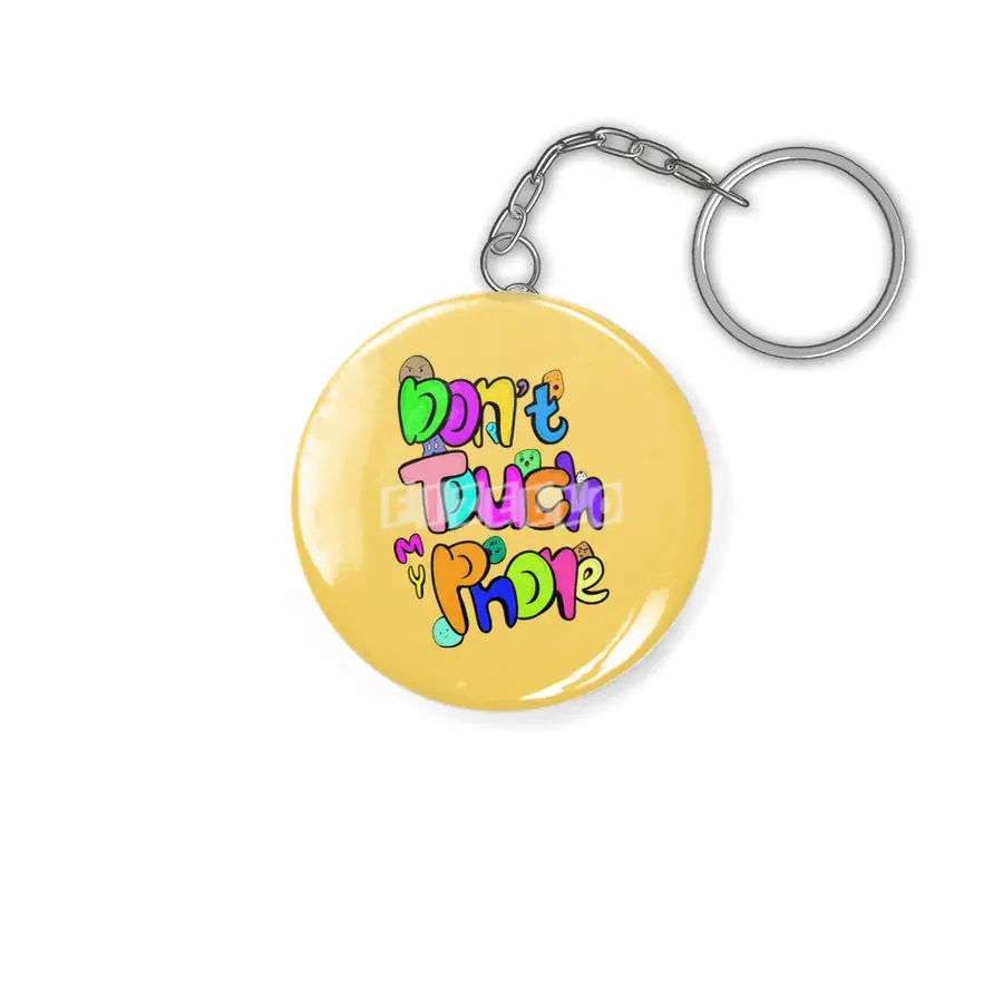 Don't Touch My Phone Colourful Doodle Art Anahtarlık