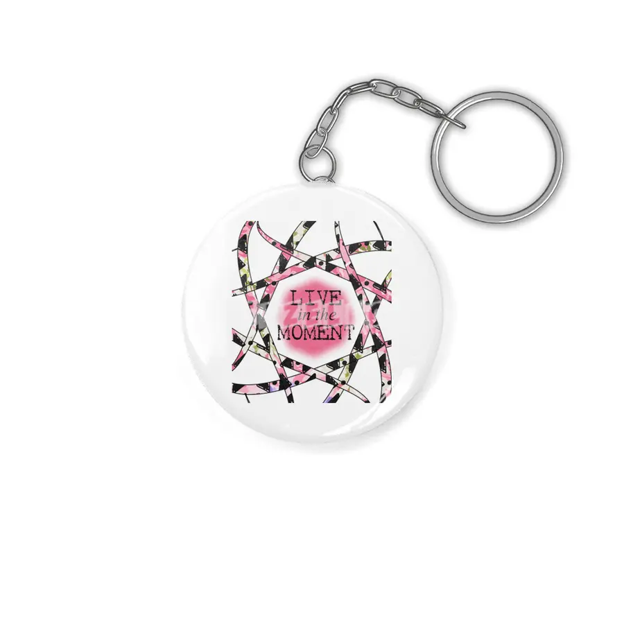 Live in the Moment - colorful ribbon design Anahtarlık