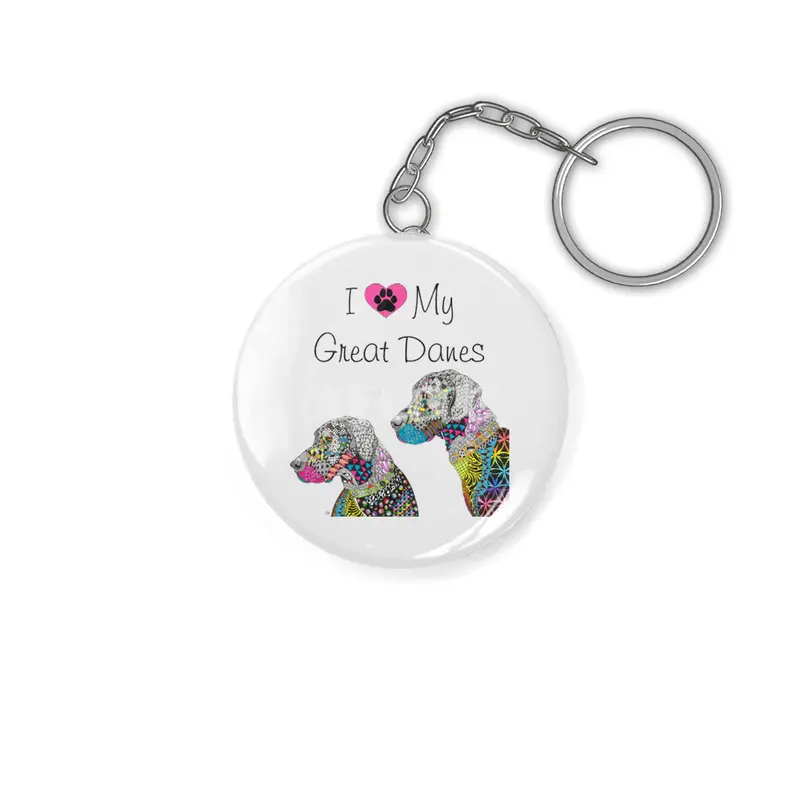 Cute and Colorful I Love My Great Danes Anahtarlık