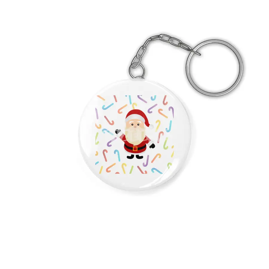 Christmas Santa Claus with colorful candy cane Anahtarlık