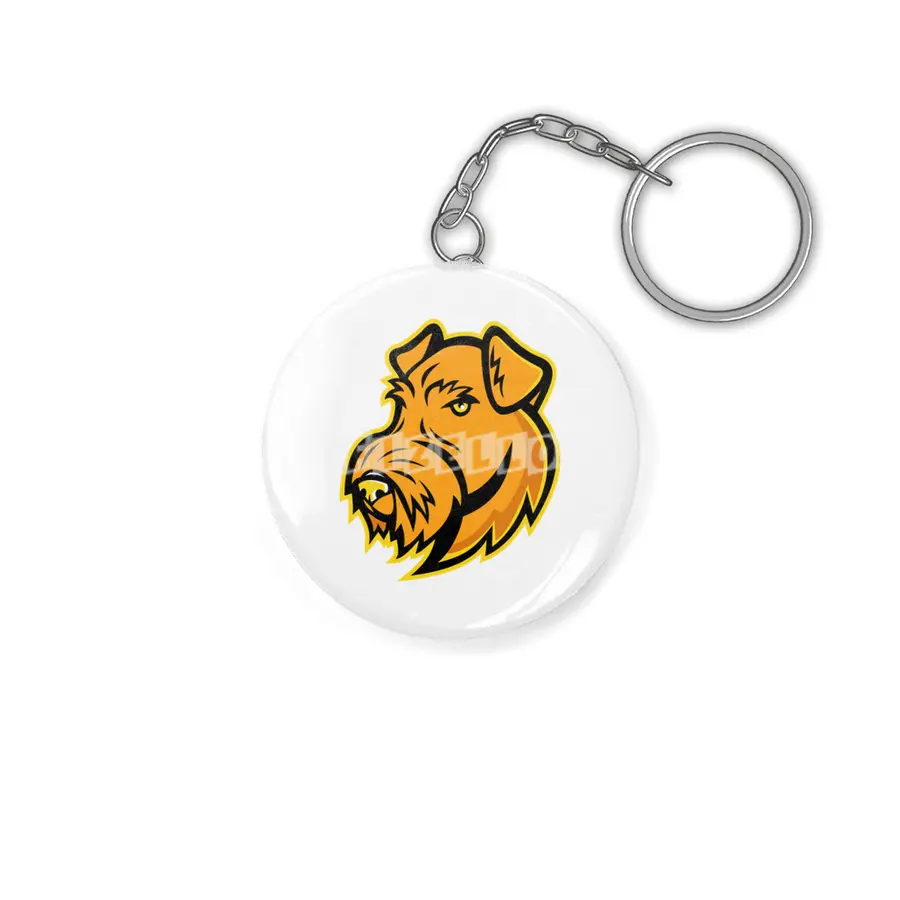 Airedale Terrier Dog Mascot Artwork Anahtarlık
