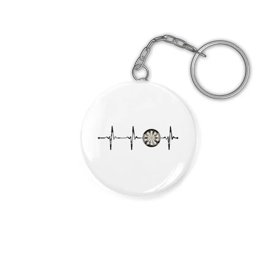 Darts Target on a Heartbeat Lineart ECG design Bv Anahtarlık