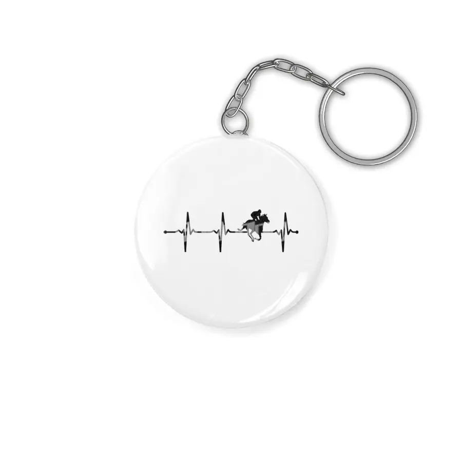 Heartbeat Jockey Horseman ECG Style Bv Anahtarlık