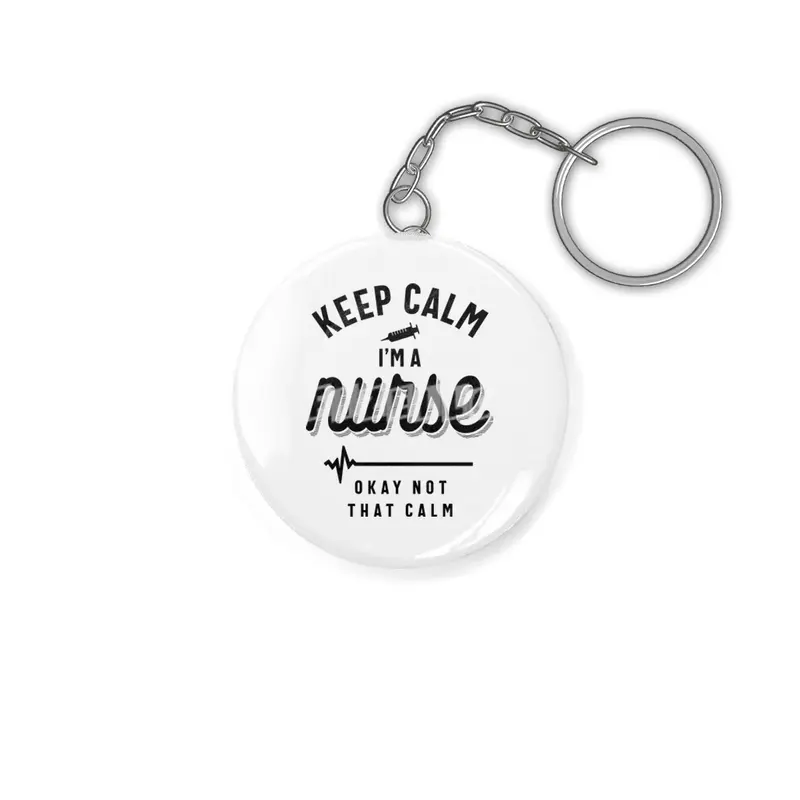 Keep Calm I'm A Nurse T Shirt Funny Heartbeat Anahtarlık