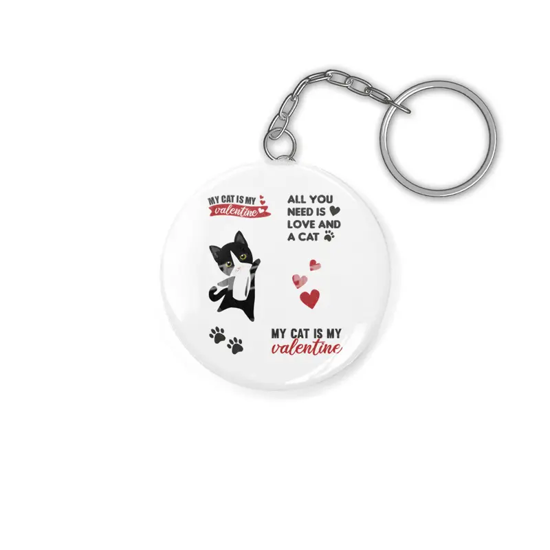 Cats Sticker Set My Cat Is My Valentine Black Anahtarlık