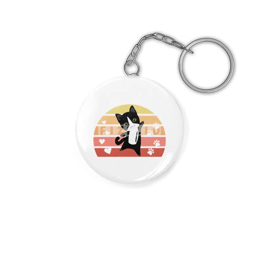 My Cat Is My Valentine Black Cat Vintage Anahtarlık