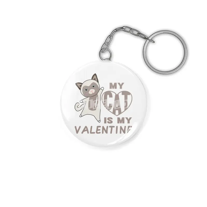 My Cat Is My Valentine Brown Cute Cats Anahtarlık
