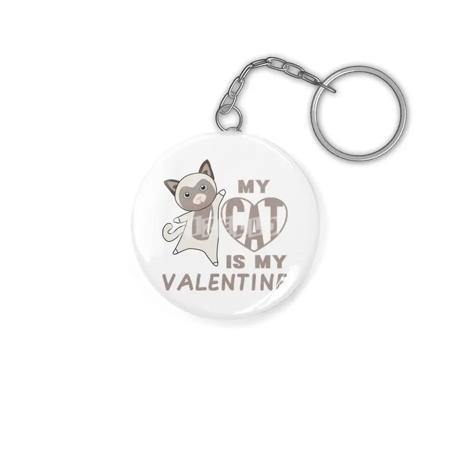 My Cat Is My Valentine Brown Cute Cats Anahtarlık