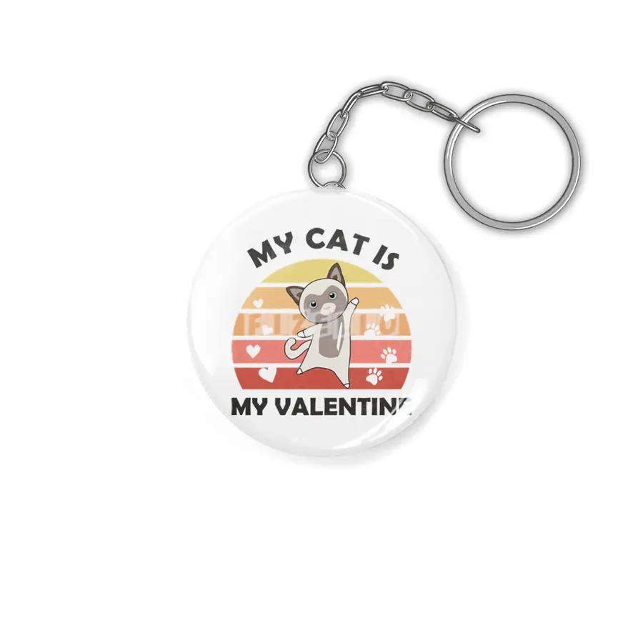 My Cat Is My Valentine Cats Siamese Cat Vintage Anahtarlık