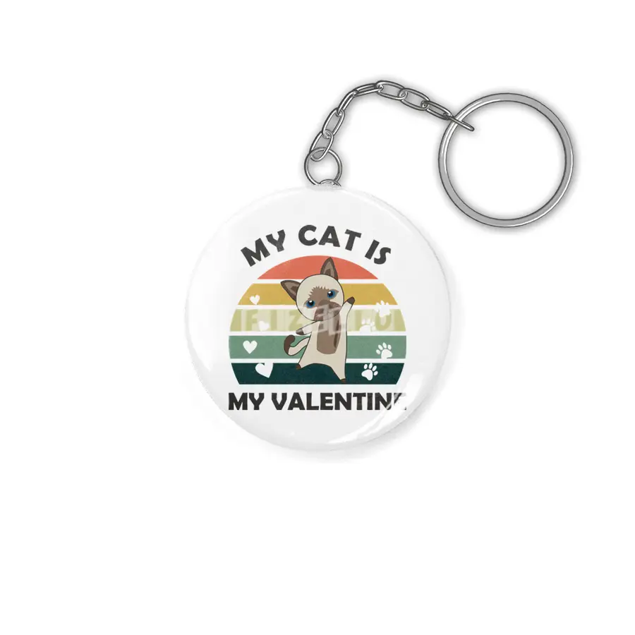 My Cat Is My Valentine Cats Vintage Siamese Cat Anahtarlık