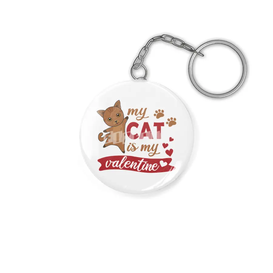 My Cat Is My Valentine Cute Cat Mom Brown Anahtarlık