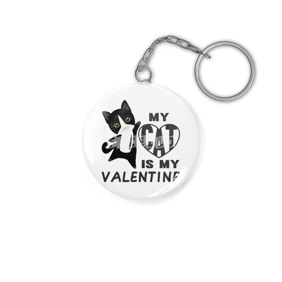 My Cat Is My Valentine Cute Cats For Women Heart Anahtarlık