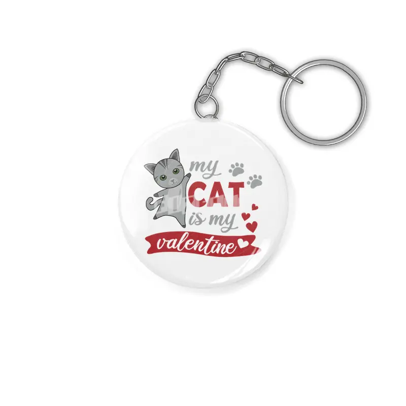 My Cat Is My Valentine Cute Cats Heart Anahtarlık