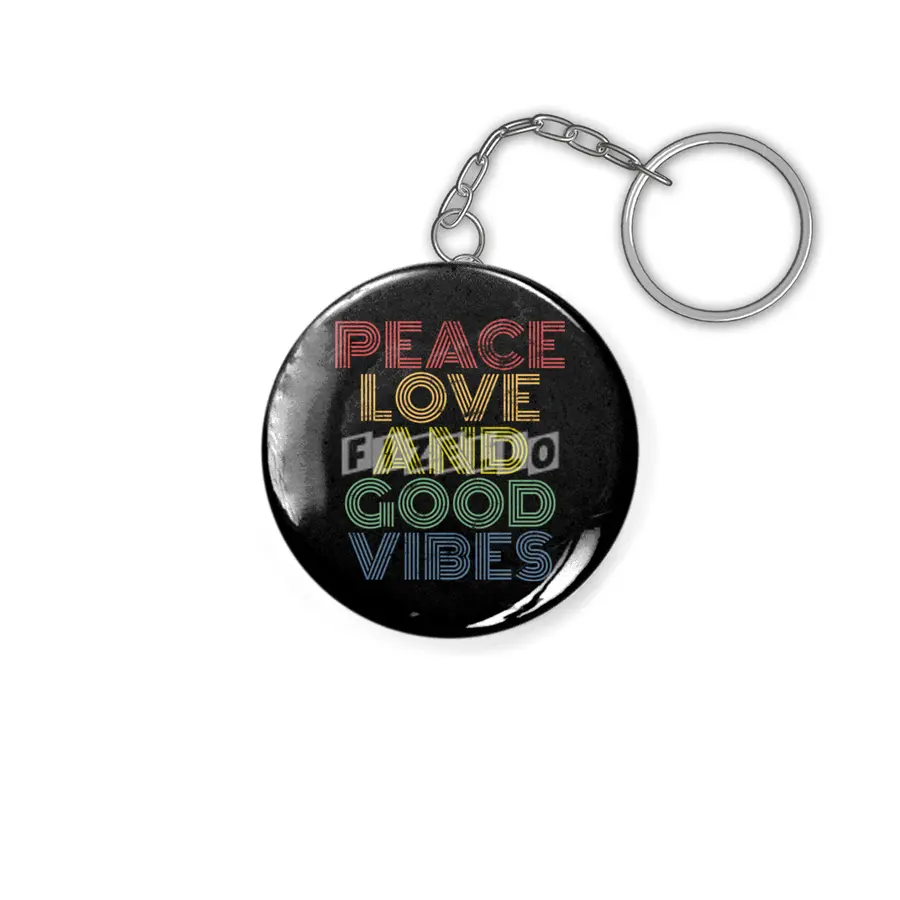 Peace Love And Good Vibes distressed Anahtarlık