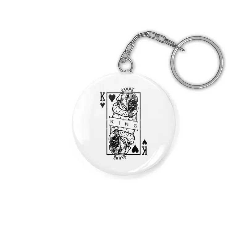 English Mastiff King Of Hearts Dog Playing Card Pop Art Anahtarlık