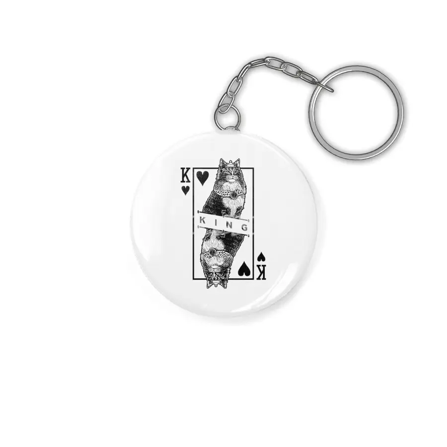 Norwegian Forest Cat Lover King Of Hearts Funny Pop Art Anahtarlık