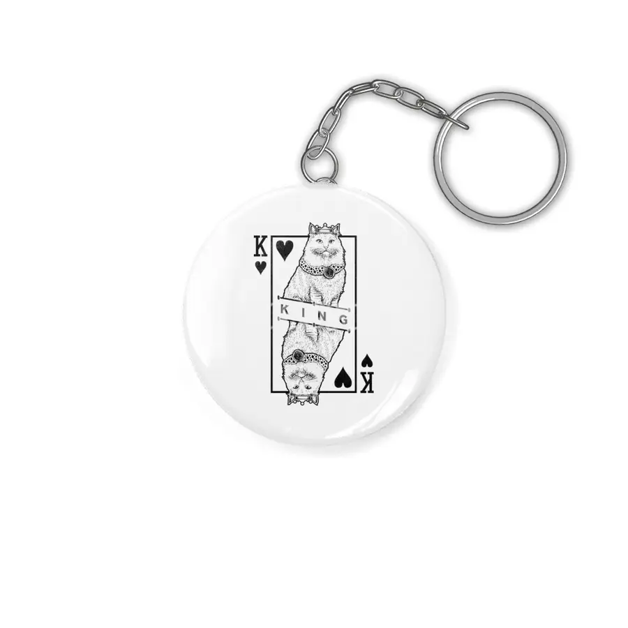 Siberian Cat Lover King Of Hearts Funny Pop Art Anahtarlık