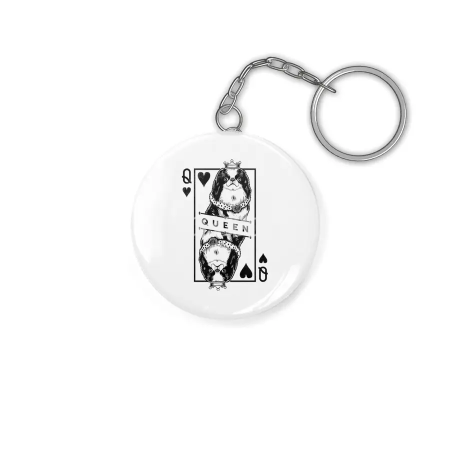Japanese Chin Spaniel Queen Of Hearts Funny Dog Pop Art Anahtarlık