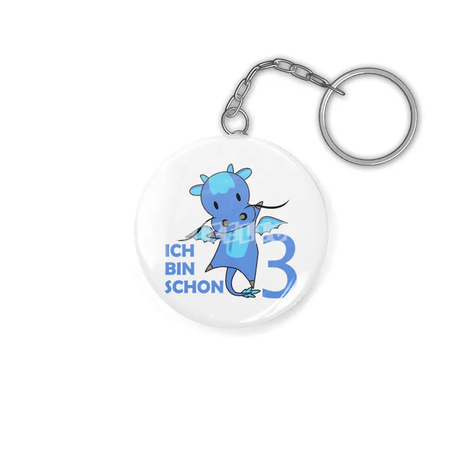 Dragon Blue Three Years Old 3rd Birthday Kids Anahtarlık