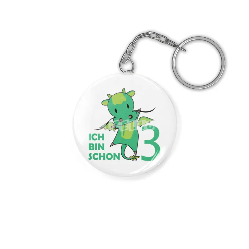 Dragon Green Three Years Old 3rd Birthday Kids Anahtarlık