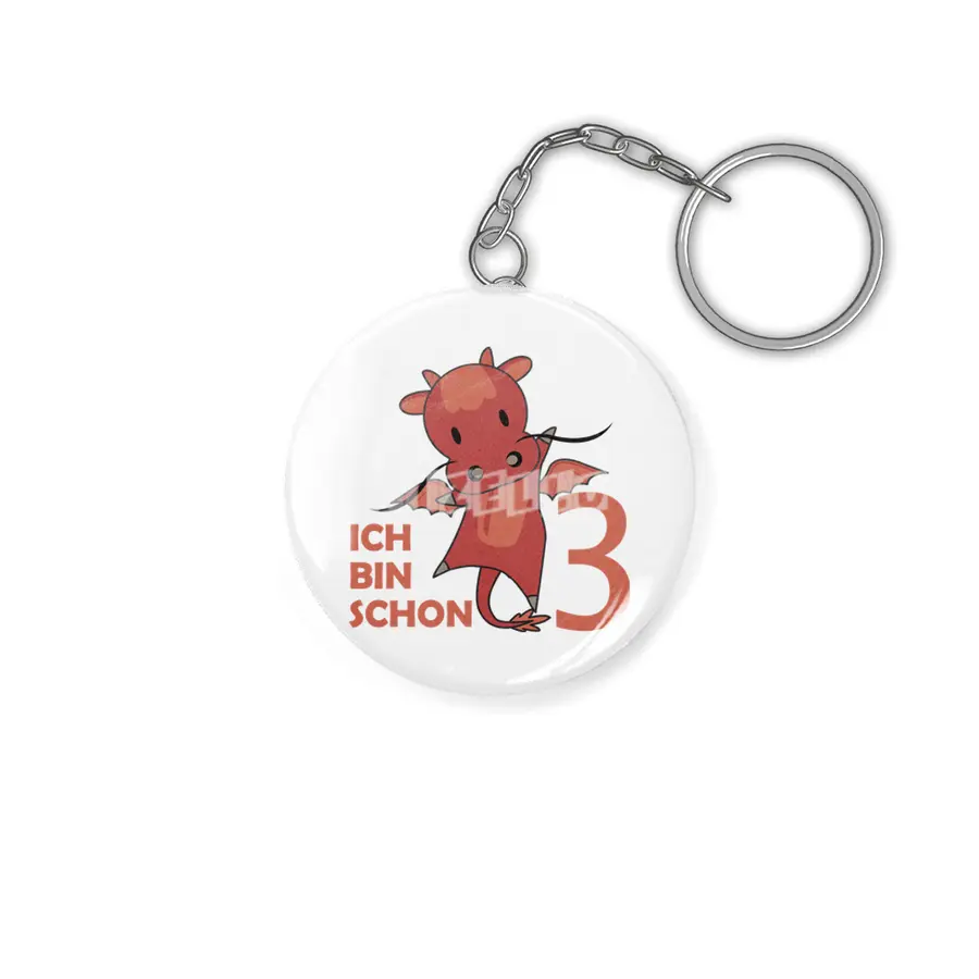 Dragon Red Three Years Old 3rd Birthday Kids Anahtarlık