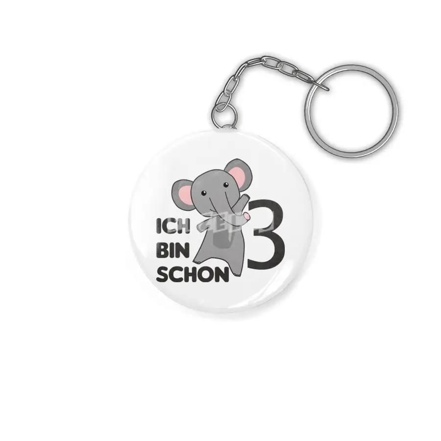 Elephant Three Years Old Birthday child Anahtarlık