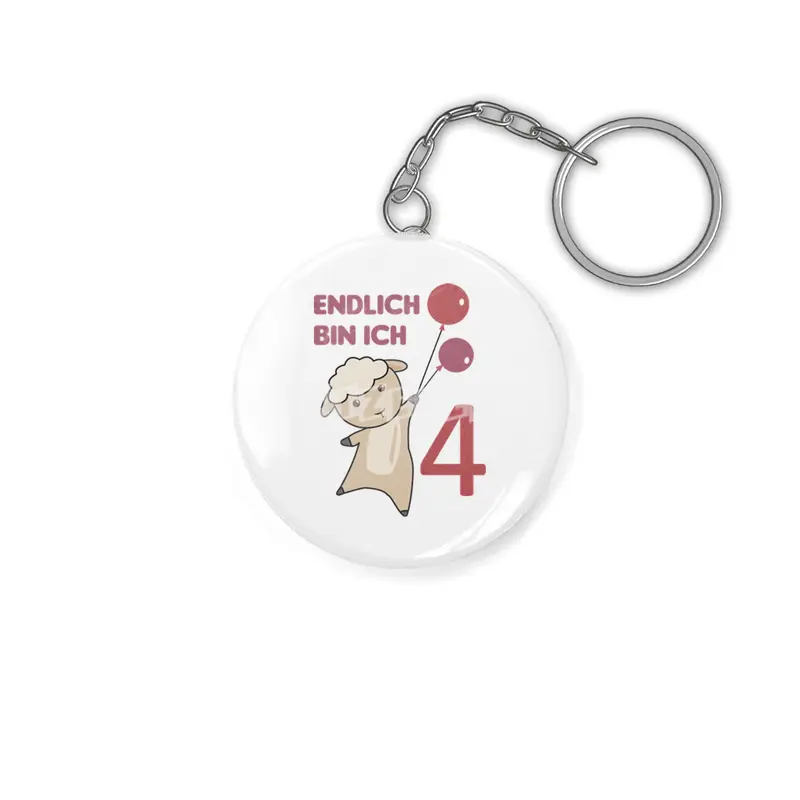 Sheep 4th Birthday For Kids 4 Years Old Red Anahtarlık