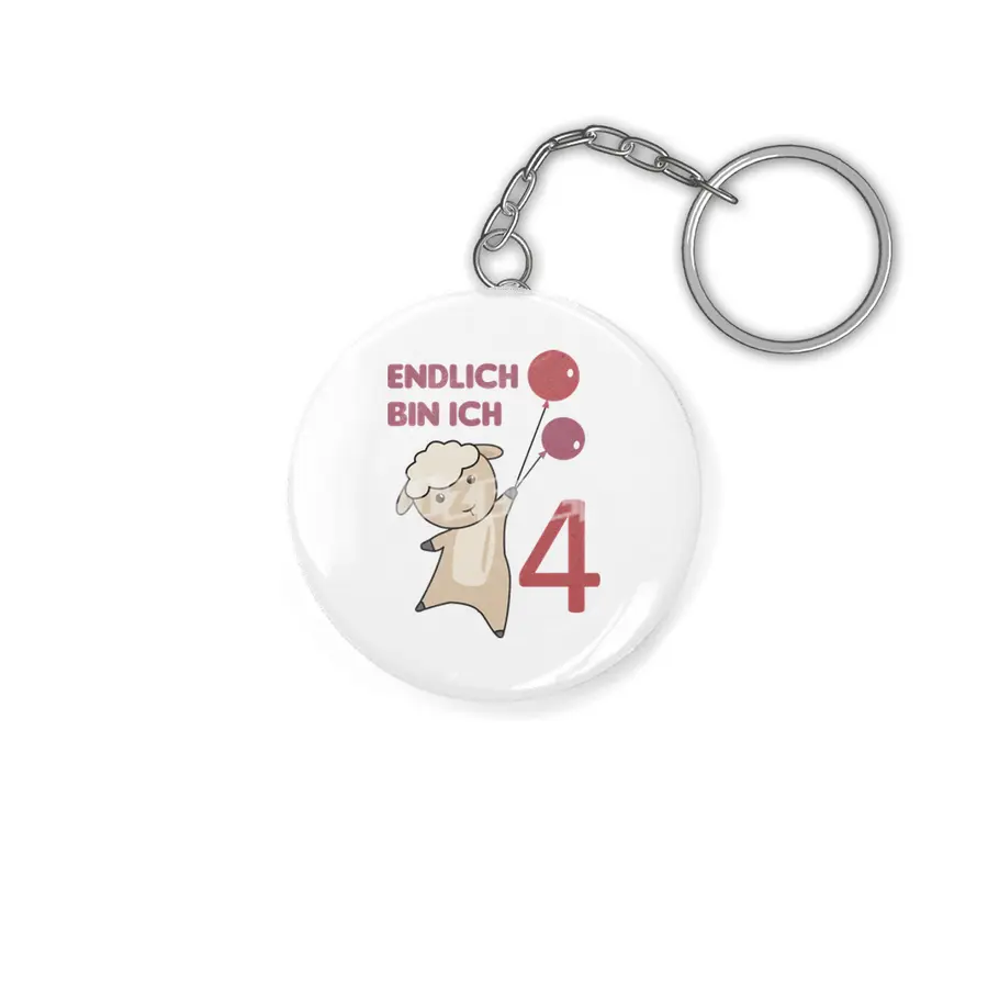 Sheep 4th Birthday For Kids 4 Years Old Red Anahtarlık