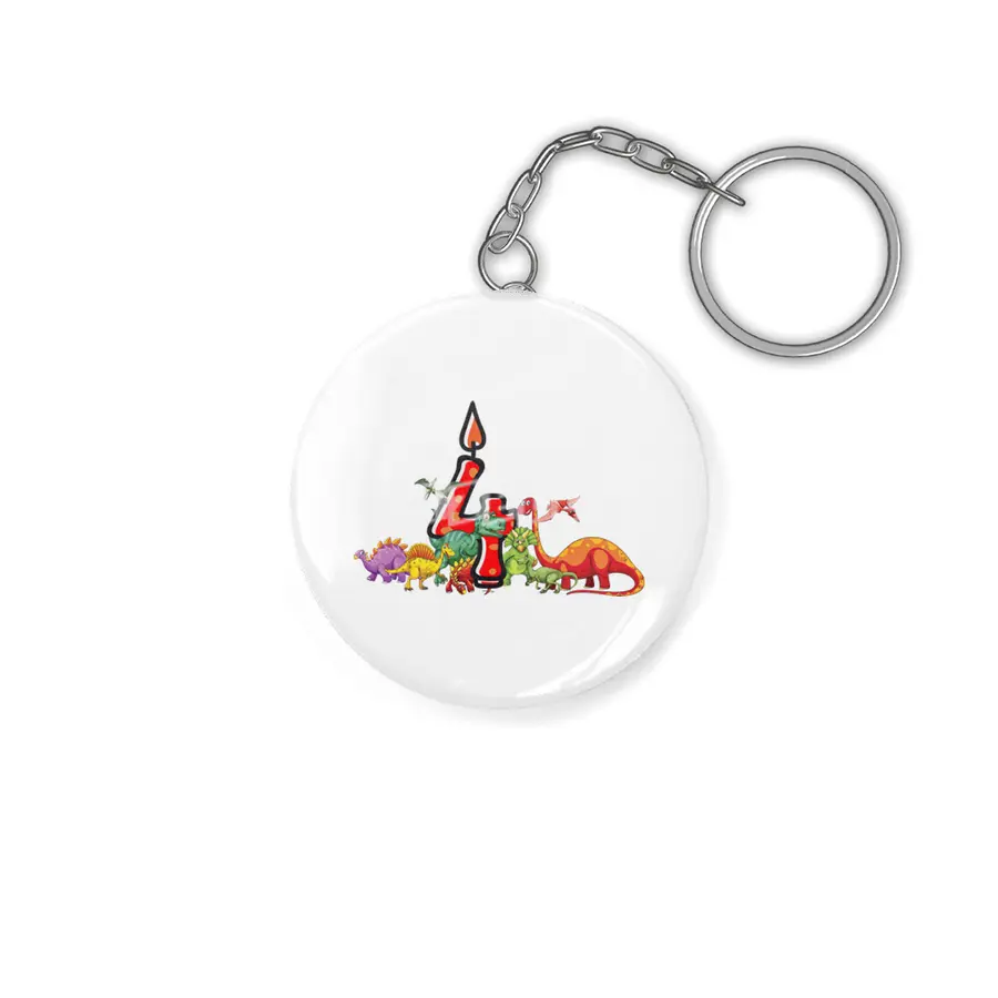 4th Birthday Dinosaur Dino Gift Boy four years old Anahtarlık