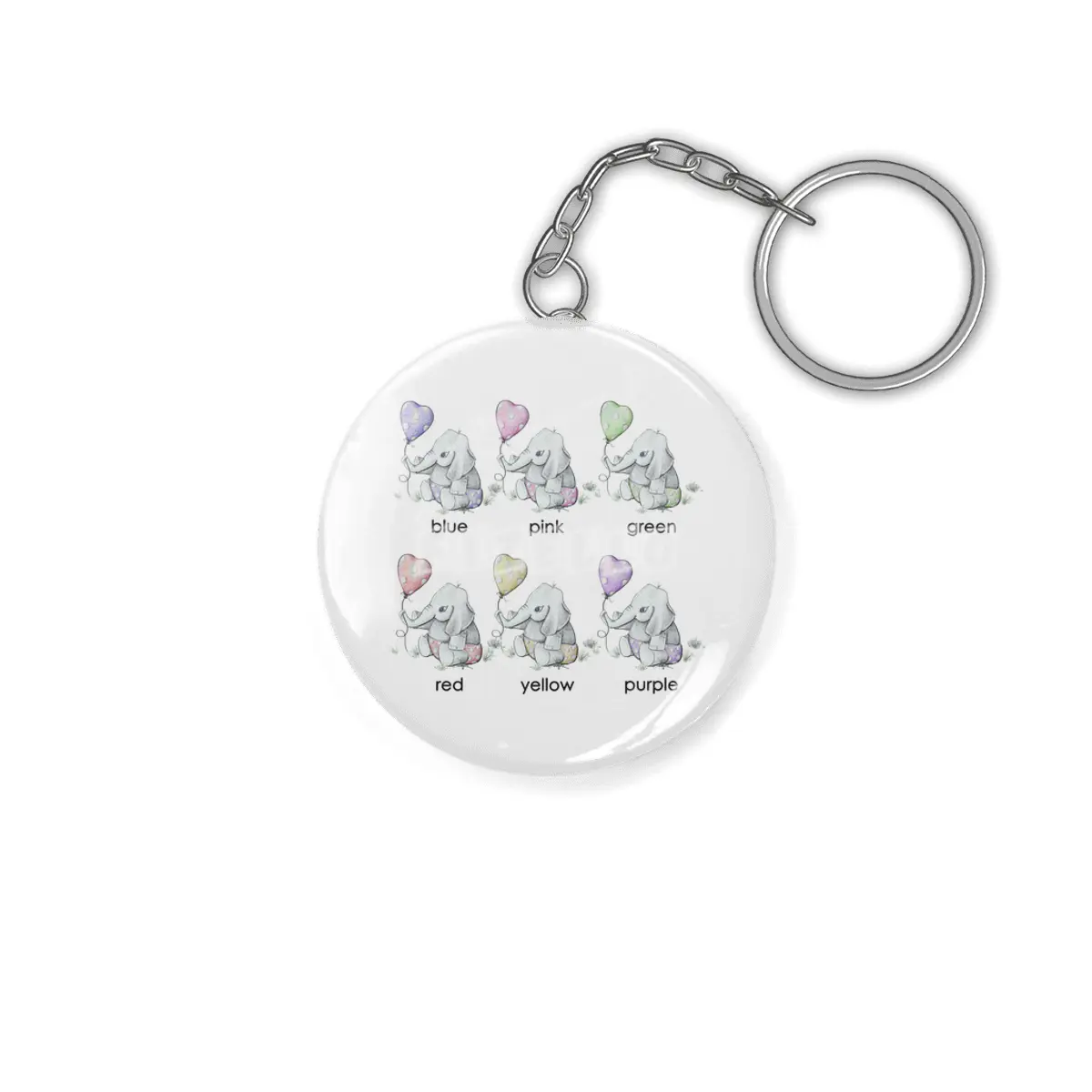 Baby Elephant with Polka Dot Balloon and Colors Kids Tee Anahtarlık