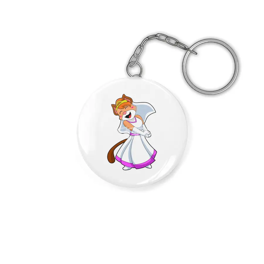 Cat as Bride with Wedding dress & Crown Anahtarlık