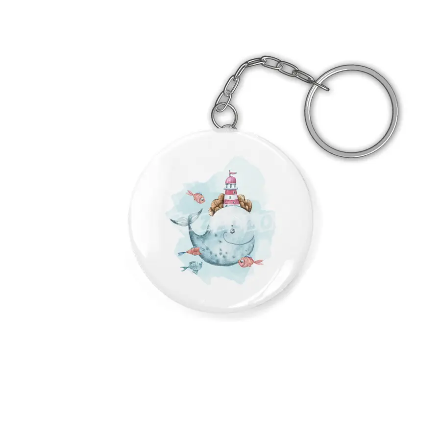 A cute whale watercolor illustration Anahtarlık