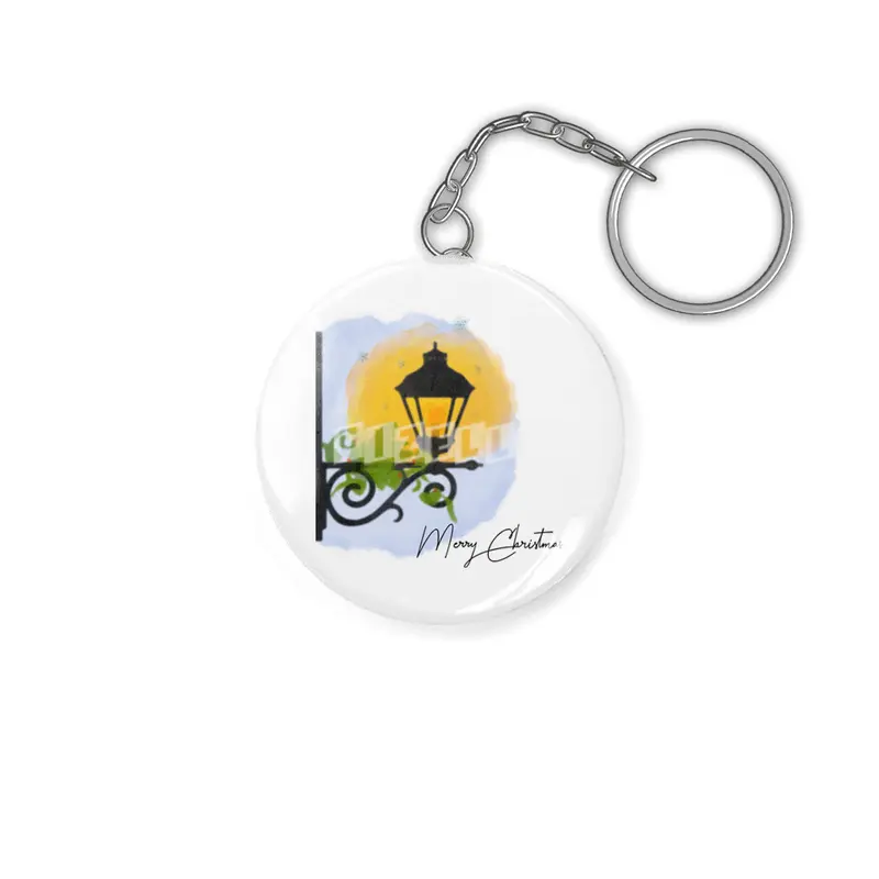 Merry Christmas Watercolor lamp post (black) Anahtarlık