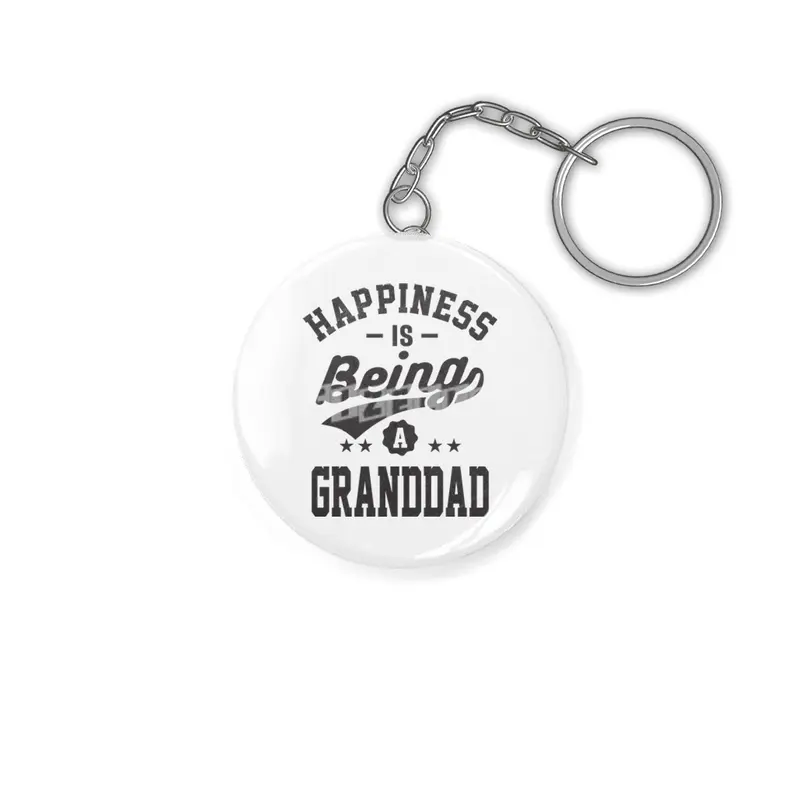Happiness is Being a Granddad T-shirt Gift Anahtarlık