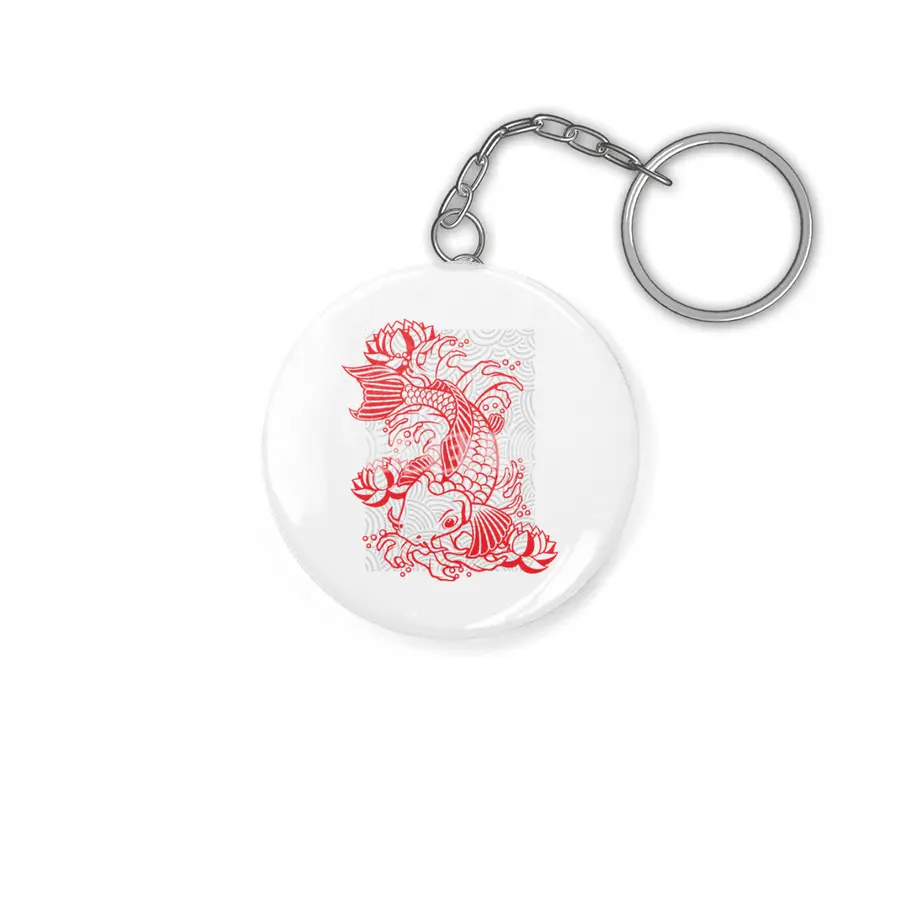 koi fish and lotus Anahtarlık
