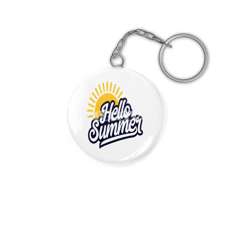 Hello Summer Typographic Line Anahtarlık