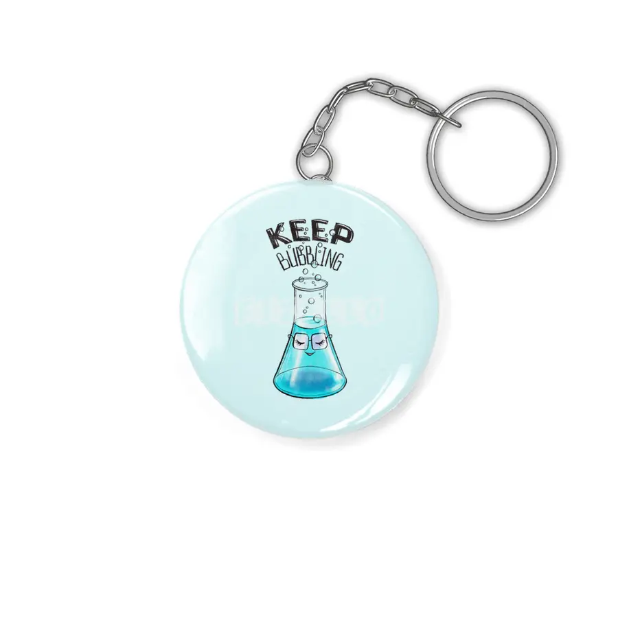 Cute Flask Character Nerdy Chemistry Lab Art Anahtarlık