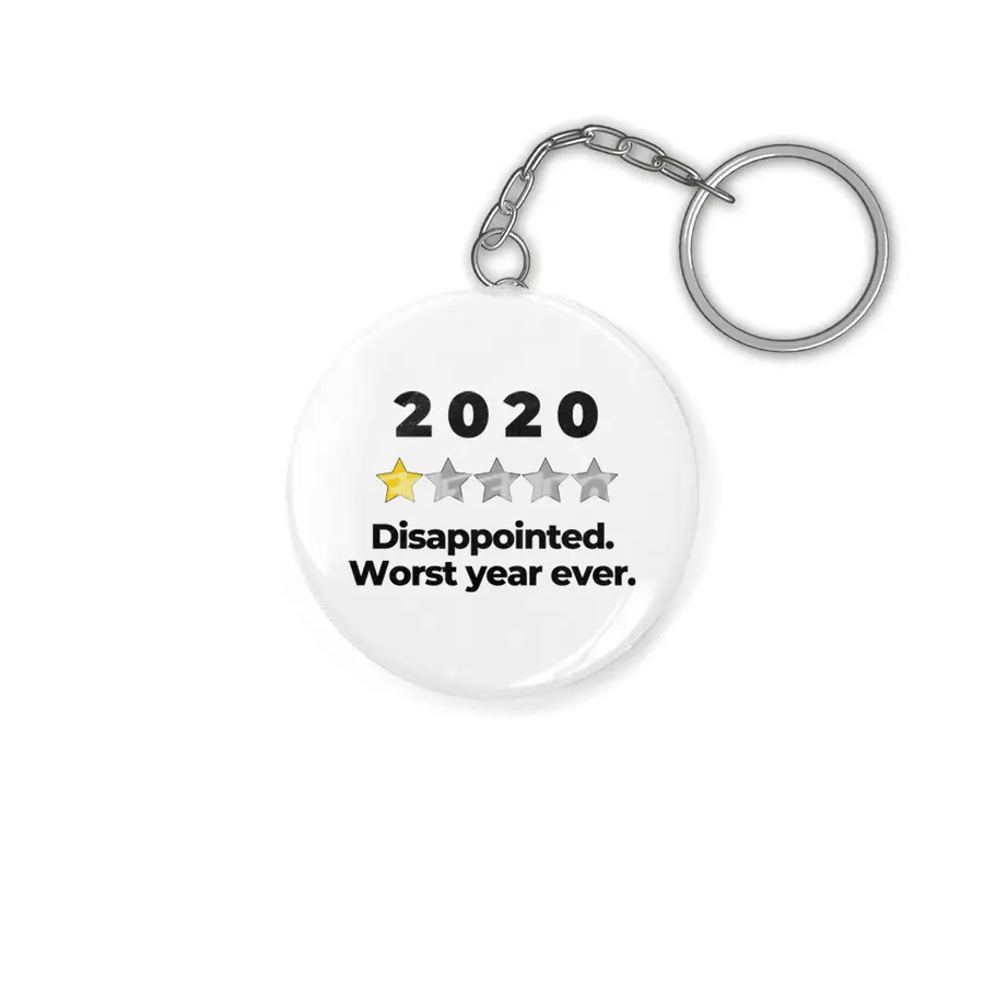 2020 Bad Year Review One Star Rating Cute Funny Joke October September Sarcastic Class Motivational Anahtarlık