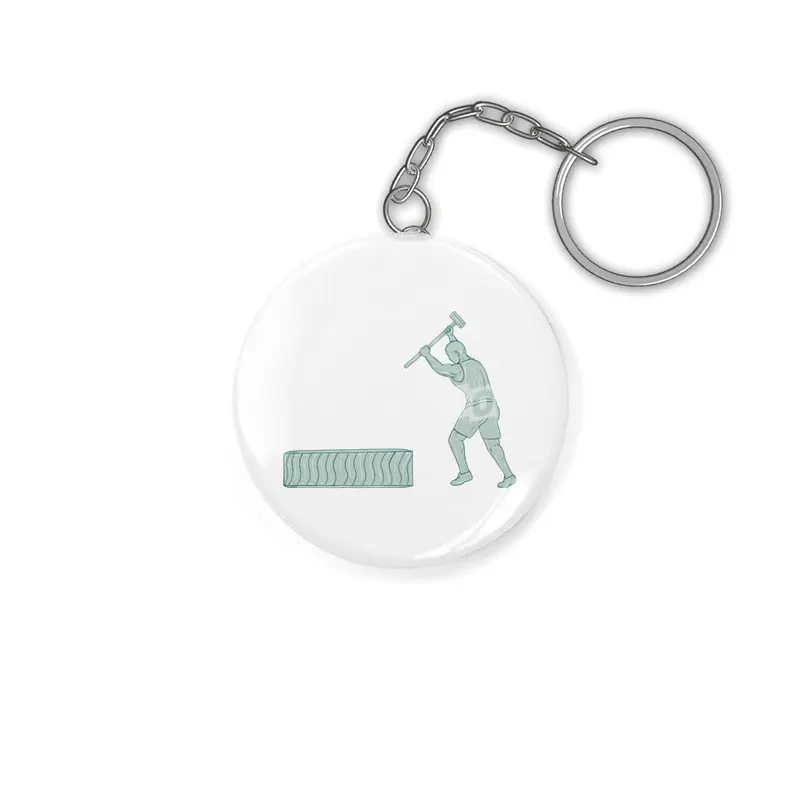 Fitness Athlete Sledge Hammer Striking Tire Drawing Anahtarlık