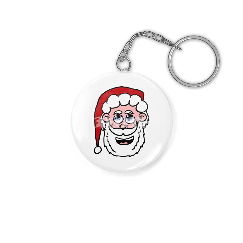 Cartoon Santa Head Anahtarlık