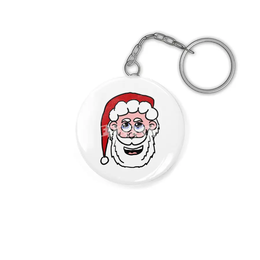 Cartoon Santa Head Anahtarlık