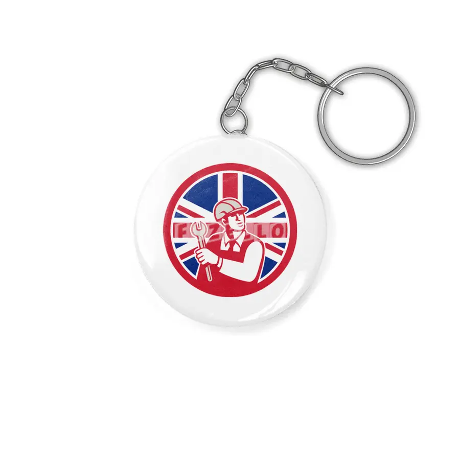 British Engineer Union Jack Flag Icon Anahtarlık