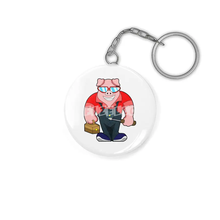 Pig as Mechatronics engineer with Tool box Anahtarlık